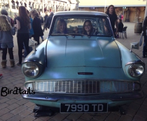 My sister and I in the Ford Anglia